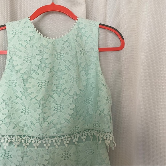 Topshop Mint Eyelet Lace Shift Dress - Picture 3 of 10